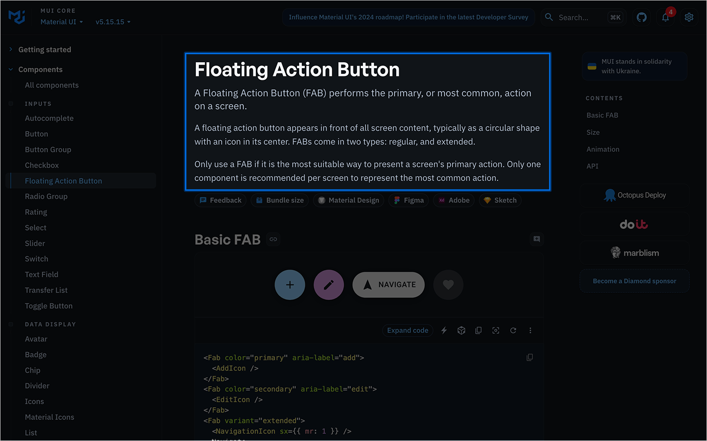 floating action button by Material Design