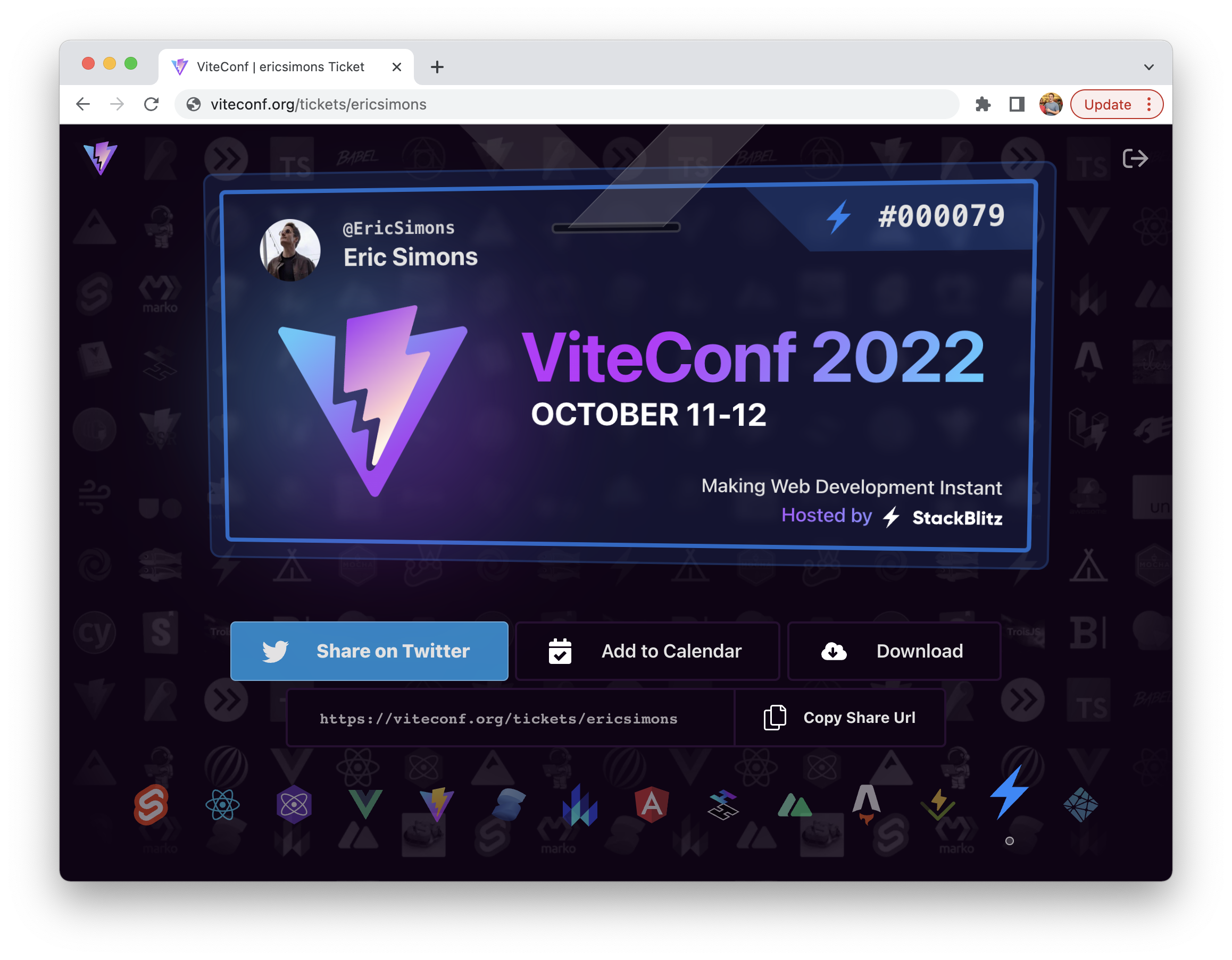 Adding flair to your ViteConf ticket